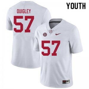 NCAA Youth Alabama Crimson Tide #57 Chase Quigley Stitched College 2021 Nike Authentic White Football Jersey UM17K64DY